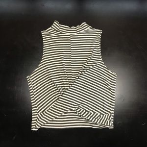 Soprano: Stripped Green Ribbed Crop Top S